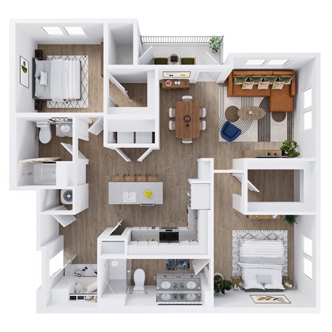 View at Manor Crossing New Apartments in Manor, Texas Two Bedroom Floor Plan